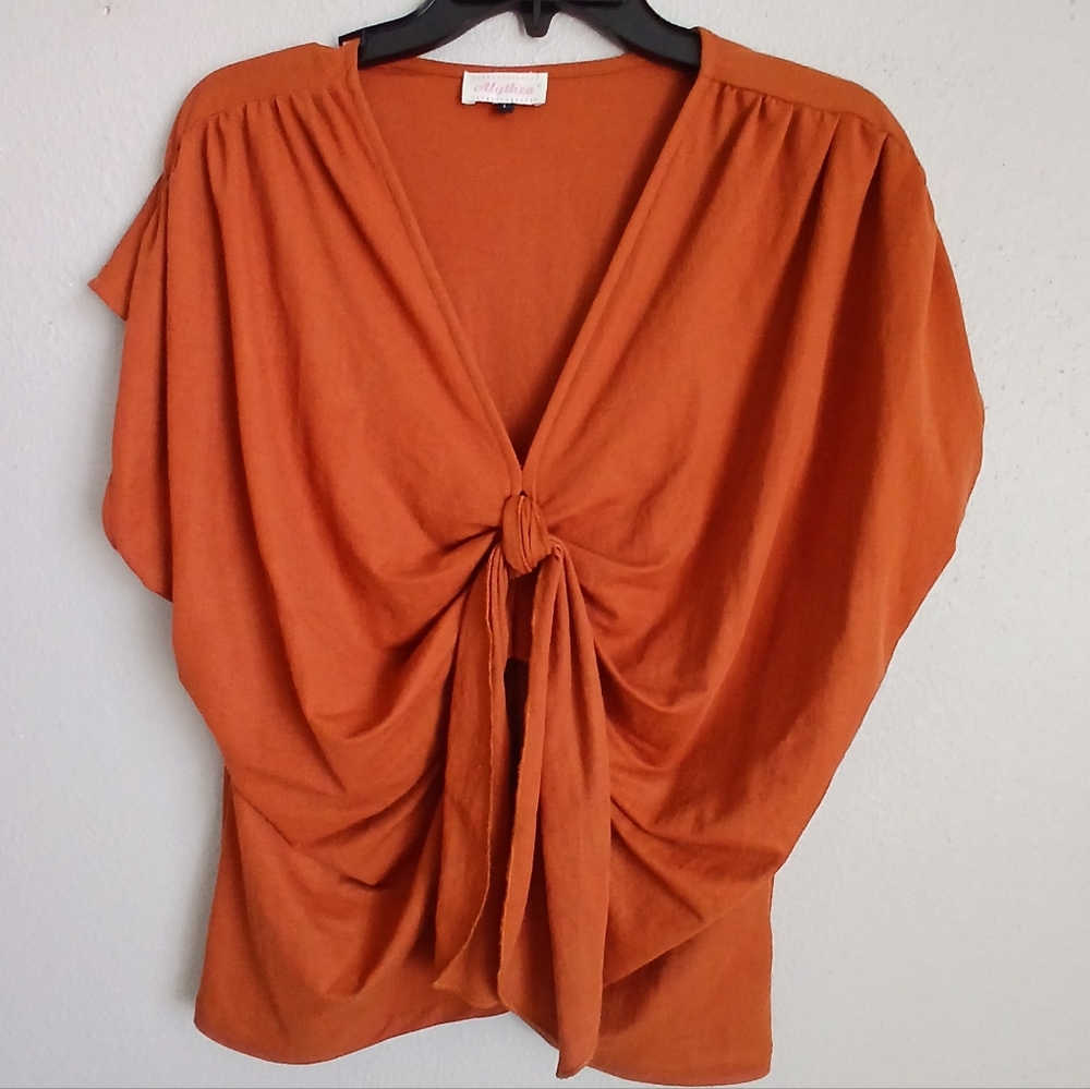 Alythea Terracotta Knot Front Blouse